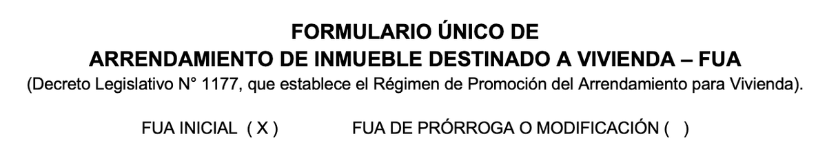 MarcoEyzaguirre's tweet photo. Como arrendador y también inquilino recomiendo siempre trabajar con contratos FUA (ver imagen). Este tipo de contrato se registra en notaría y Sunat; y te permite desalojar a un moroso en 5 días (3 de juez y 2 de PNP).

¿Por qué no se usa?
Porque obliga a pagar impuestos. https://t.co/Rb462pSECf