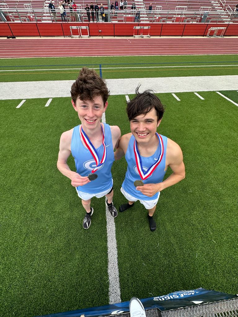 GtownTrack's tweet photo. Race one of the day, and the Eagles take home the top two spots in the 3200! @josephnwienen takes home the area championship and gold medal, and @NolanHouse05 takes silver. These guys on the track is a great way to start any meet!! #DistanceSpeed https://t.co/TRO5PC1t1c