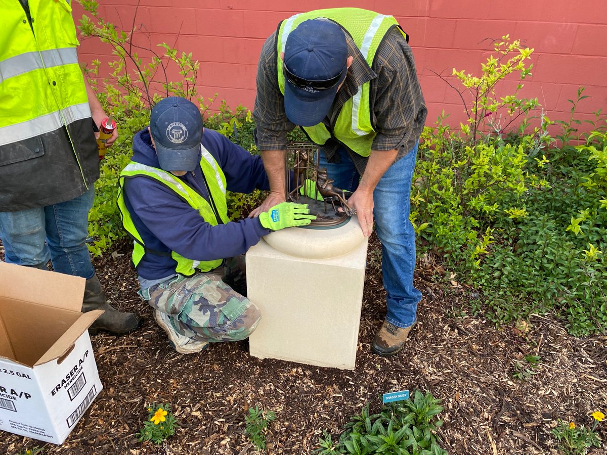 CityofConway's tweet photo. The Conway Department of Public Works spent the morning installing the world famous Tiny Toads throughout the city. #tinytoads #toadsuck https://t.co/4wRW5cyHCJ