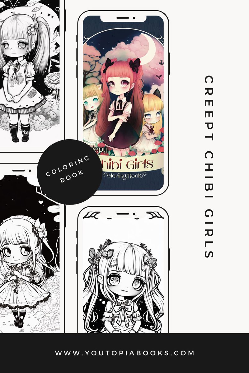 CreepyChibi's tweet photo. Who needs a night out when you can have a night in with your Creepy Chibi Girls coloring book? Grab your favorite coloring supplies and get lost in a world of spooky fun. 👻 #GothicColoringBook #NightIn https://t.co/z0e725xdqC