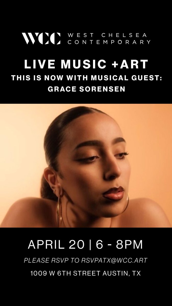 Excited to welcome Grace Sorensen for an unforgettable night of art and music as we celebrate the new exhibition "This Is Now" at WCC Austin #WCCATX