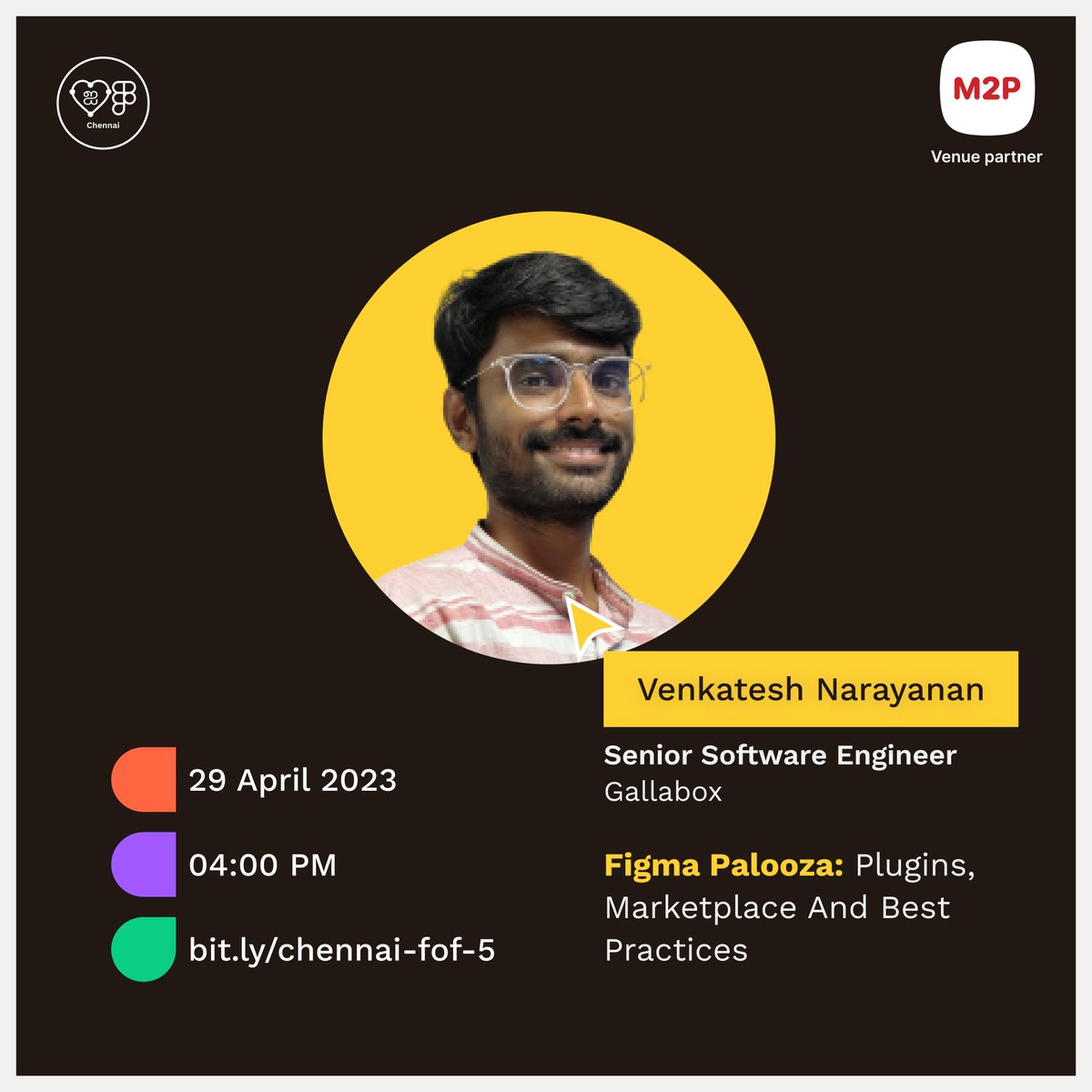Attention Figma designers in Chennai! 📣
Event: Figma Palooza: Plugins, Marketplace And Best Practices

Learn about the latest plugin development trends, best practices, and get insights into the Figma plugin marketplace.

Register here: lnkd.in/gP2mSc8u