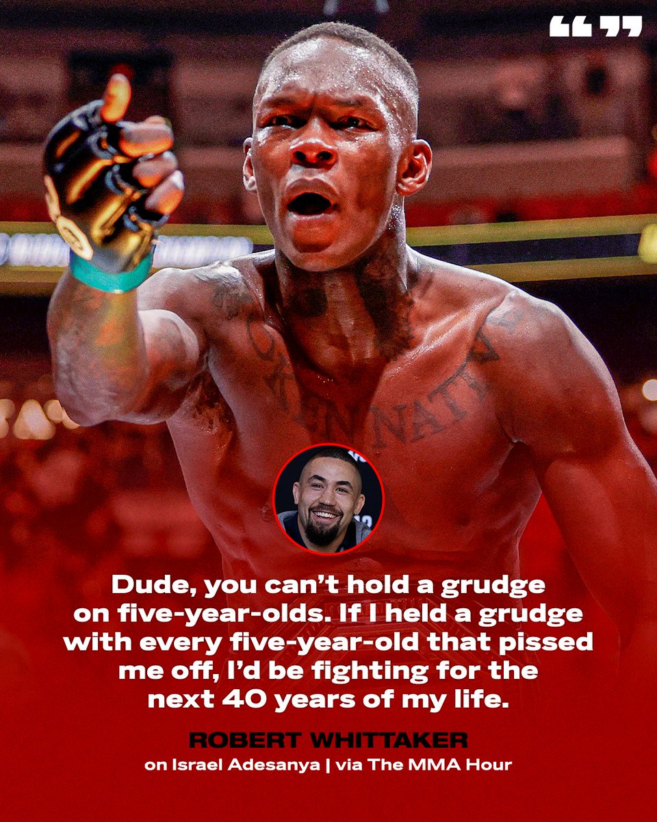 espnmma's tweet photo. Whittaker had this to say regarding Adesanya's celebration towards Pereira's son 😅 https://t.co/FCVRqnFWzL