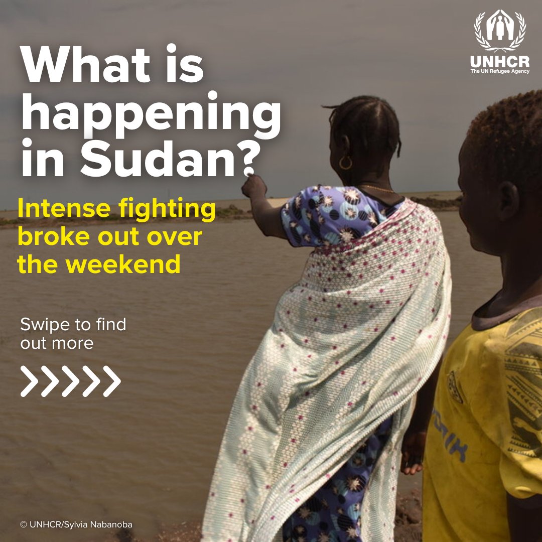 Refugees's tweet photo. We are alarmed over the ongoing armed clashes in Sudan.

Swipe to learn what’s happening in the country right now.
