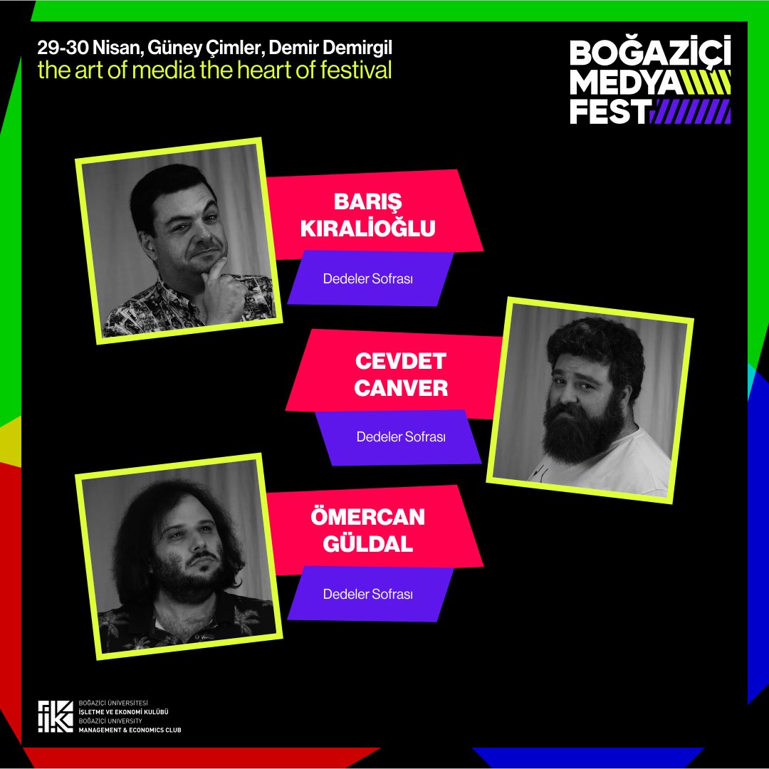 YouTube’a oldukça keyifli içerikler üreten Dedeler Sofrası ekibi de 29-30 Nisan’da Boğaziçi MedyaFest’de olacak! 

Bu panel kaçmaz!😌