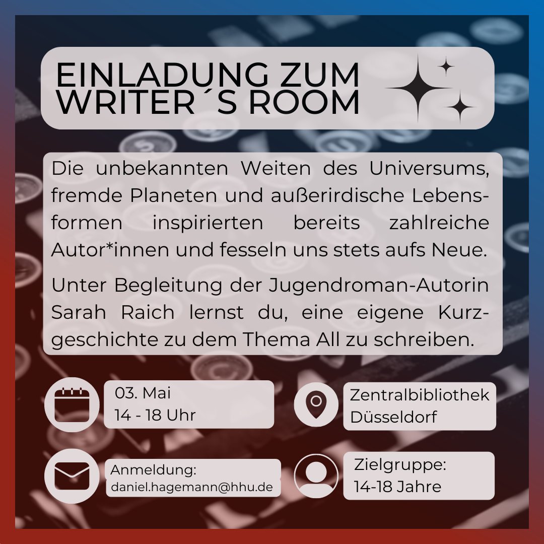 Space for Culture (@spaceforculture) on Twitter photo Nicht nur Star Trek & Star Wars zeigen, wie das All aussehen könnte - auf der Leinwand genauso wie in den Büchern 📖 Im Rahmen unseres <a href="/hhu_de/">Heinrich-Heine-Universität Düsseldorf</a>-Projekts & unter der Anleitung von @geraeuschbar sowie der Hilfe von @JensTemmen kannst auch DU deine eigene Space Story schreiben ✒️ Nicht nur Star Trek & Star Wars zeigen, wie das All aussehen könnte - auf der Leinwand genauso wie in den Büchern 📖 Im Rahmen unseres <a href="/hhu_de/">Heinrich-Heine-Universität Düsseldorf</a>-Projekts & unter der Anleitung von @geraeuschbar sowie der Hilfe von @JensTemmen kannst auch DU deine eigene Space Story schreiben ✒️