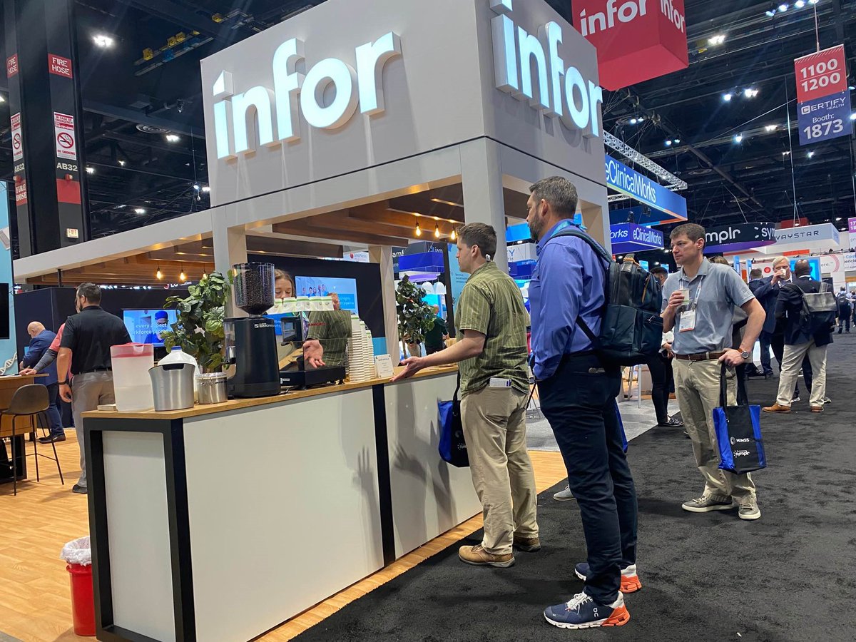 Infor's tweet photo. #TeamInfor is excited to be at #HIMSS23. Attend @Infor partner presentations, explore our newest technology at a demo kiosk, and connect with #Infor Experts at booth 967 in Hall A.  Schedule a meeting now with #InforHealthcare: https://t.co/xcSdDAnpVI https://t.co/I4wTS6amON
