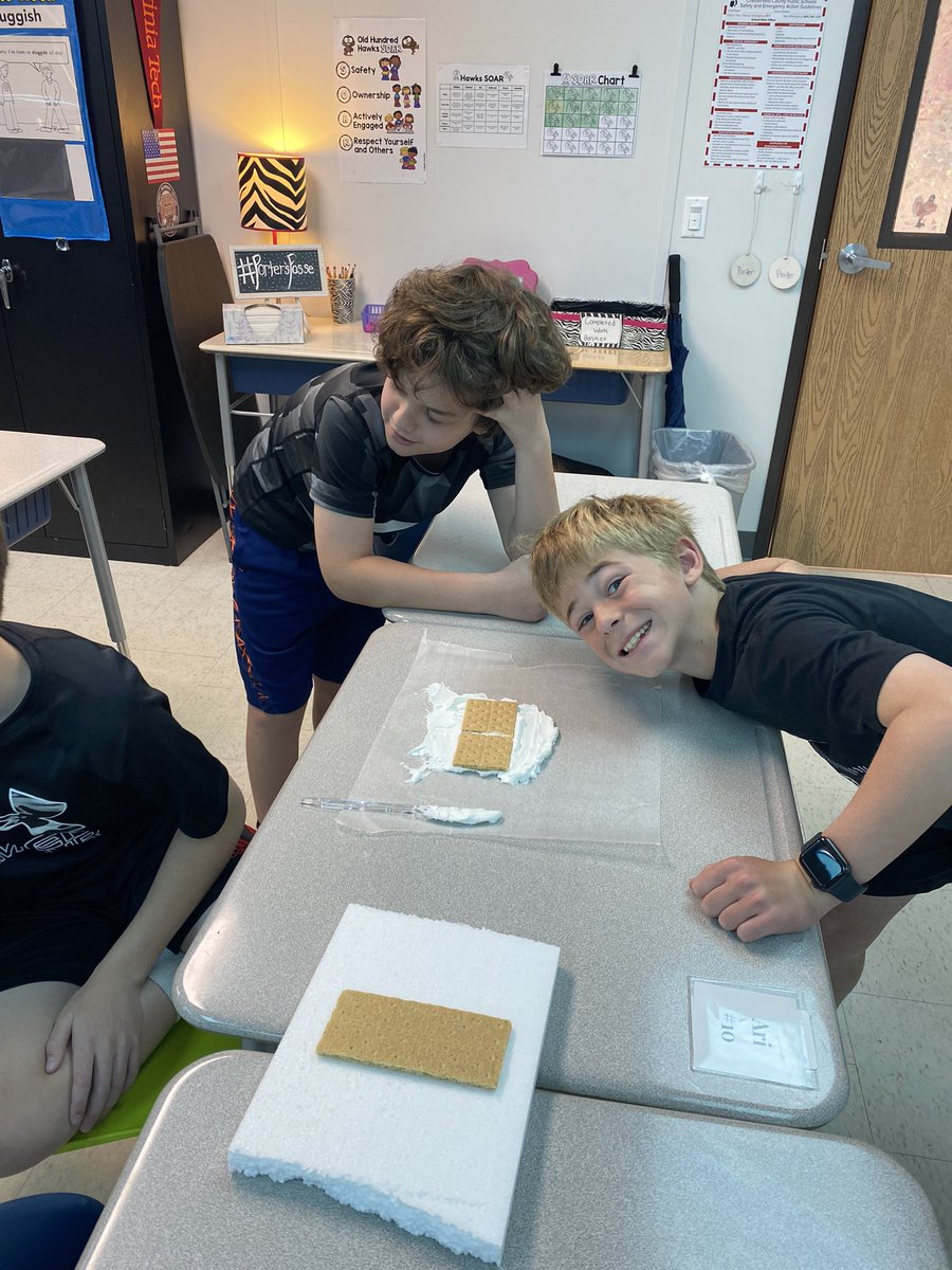 Portersposse's tweet photo. Reviewing plate boundaries with a little whipped cream and graham crackers was so fun! Lots of laughs and mess! #porterspossee @OldHundredES https://t.co/kMTftMkP1g