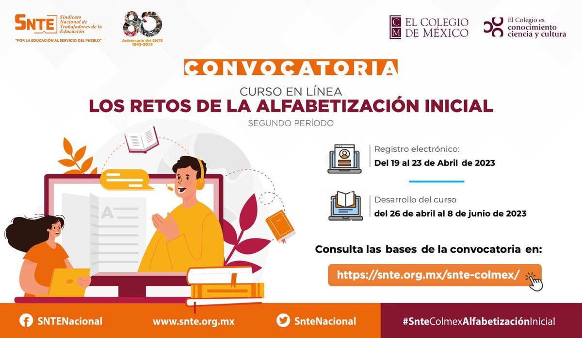 JLBARRERASNTE's tweet photo. El #SNTE 📚 y @elcolmex 🏢 invitan al magisterio a su curso en línea 𝕃𝕠𝕤 𝕣𝕖𝕥𝕠𝕤 𝕕𝕖 𝕝𝕒 𝕒𝕝𝕗𝕒𝕓𝕖𝕥𝕚𝕫𝕒𝕔𝕚ó𝕟, 𝘀𝗲𝗴𝘂𝗻𝗱𝗼 𝗽𝗲𝗿𝗶𝗼𝗱𝗼 📰 Regístrate del 19 al 23 de abril; entra aquí 👉 https://t.co/DDUJMOO1GS y participa del 26 de abril al 8 de junio 🗓️ https://t.co/nlFZq5zu7q