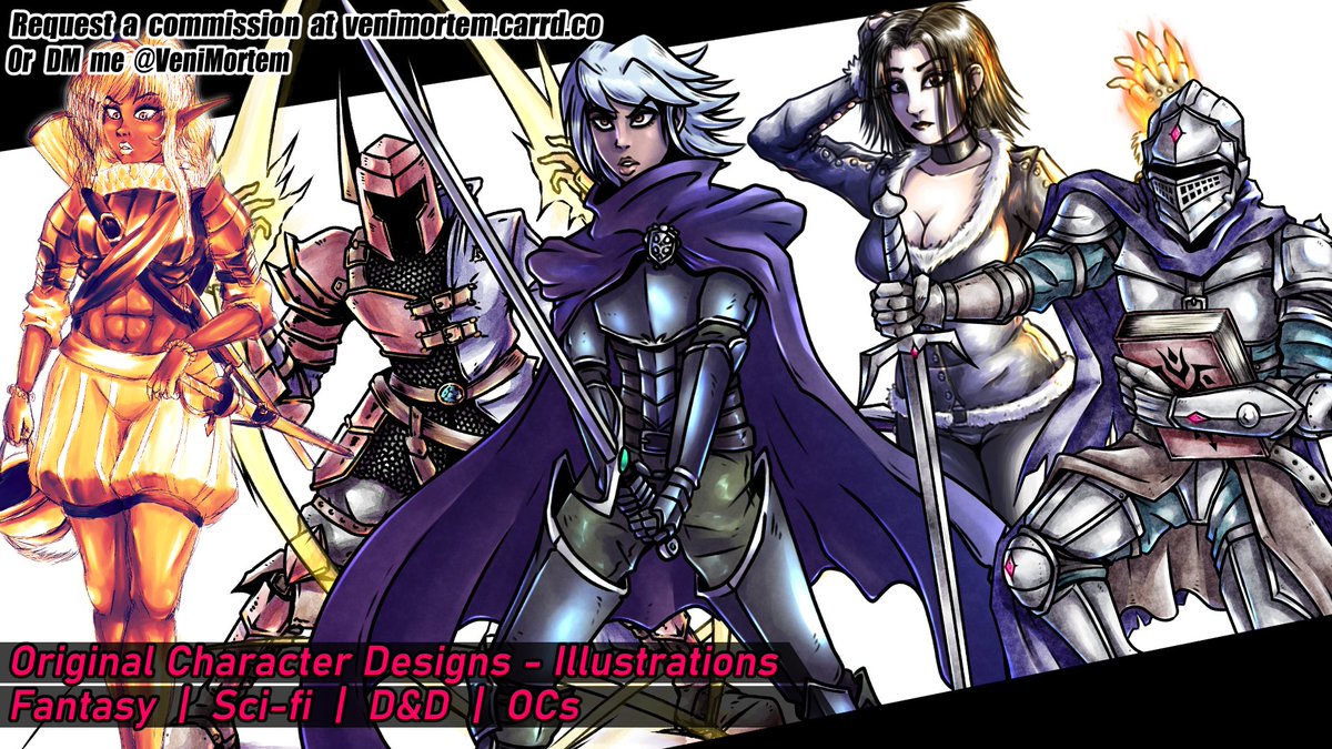 VeniMortem's tweet photo. Hi! I'm a freelance artist who enjoys bringing original character concepts to life, now open for commissions!

Illustrations and reference sheets, DnD, OCs, fantasy and sci-fi designs, scenes and environments

You can find more info and examples at https://t.co/9NjhpF1vP5 https://t.co/r5pMiLKfUY