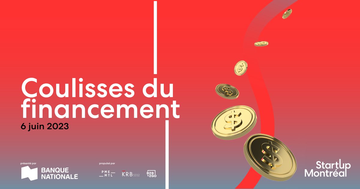 Québec Tech (@quebectech_) on Twitter photo Avis aux startups : et si on parlait de cash ? 🤑
On vous donne rdv le 6 juin pour notre événement incontournable : les Coulisses du financement!
Une programmation pensée par et pour des entrepreneur.e.s.
startupmontreal.com/projets/coulis…
<a href="/banquenationale/">Banque Nationale</a> | <a href="/PMEMTL/">PME MTL</a> | KRB avocats | B2B2G Avis aux startups : et si on parlait de cash ? 🤑
On vous donne rdv le 6 juin pour notre événement incontournable : les Coulisses du financement!
Une programmation pensée par et pour des entrepreneur.e.s.
startupmontreal.com/projets/coulis…
<a href="/banquenationale/">Banque Nationale</a> | <a href="/PMEMTL/">PME MTL</a> | KRB avocats | B2B2G