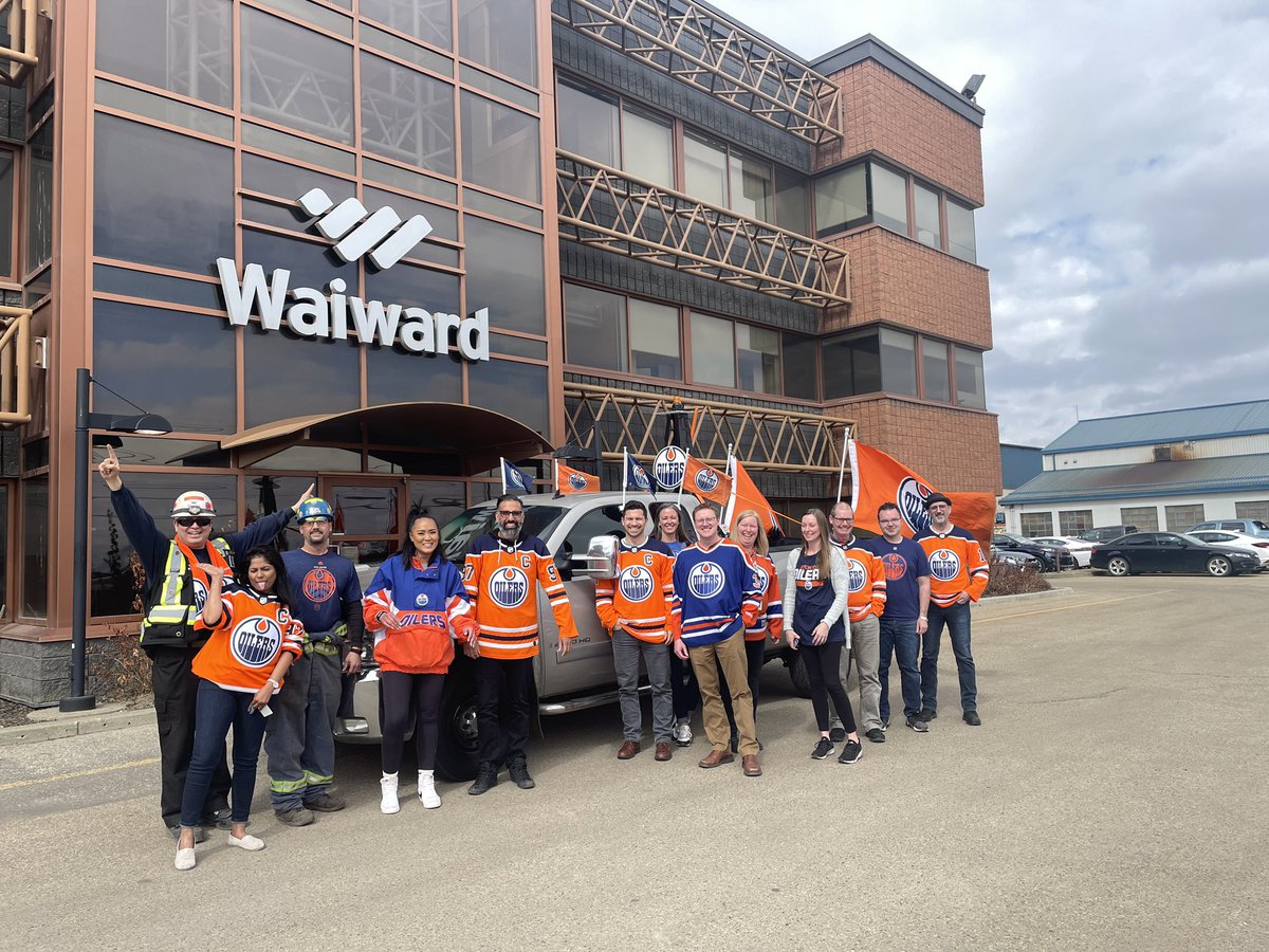 We’re ready for game 2 with a jersey day at the main office! <a href="/EdmontonOilers/">Edmonton Oilers</a> 

#mywaiward #gooilers