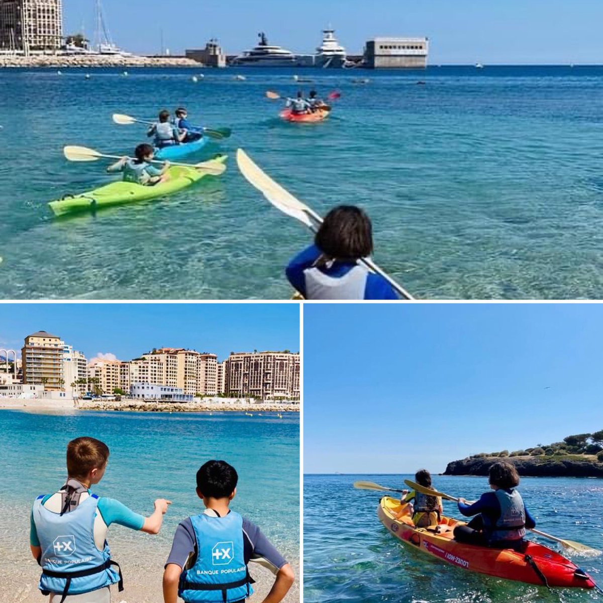 ISMonaco's tweet photo. From the mountains to the sea! 💦 Our Outdoor Adventurous Activity Club students enjoyed their first water sports session of the year today! 🛶☀️
#extracurricularactivity #outdooradventures #kayaking @_LornaJones_ https://t.co/2MxzzDjPyU