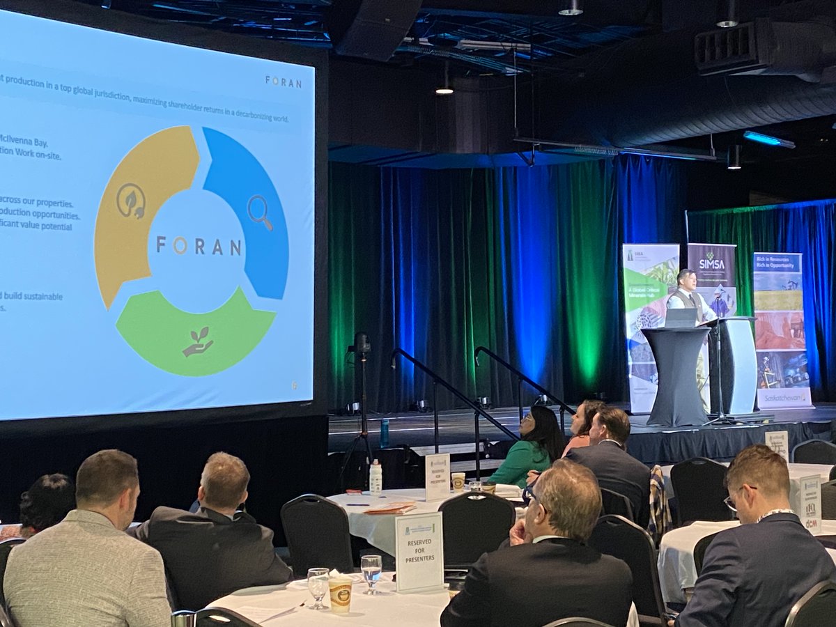 SaskMiningAssoc's tweet photo. Day 2 of the #Saskatchewan Mining Supply Chain Forum hosted by @SaskMiningAssoc, @SKGov, and @SIMSAca with morning presentations from @ForanMining @NutrienLTD @oranocanada @kspotashcanada with updates on their operations and projects #MSCF2023 https://t.co/FF93ewDgHs