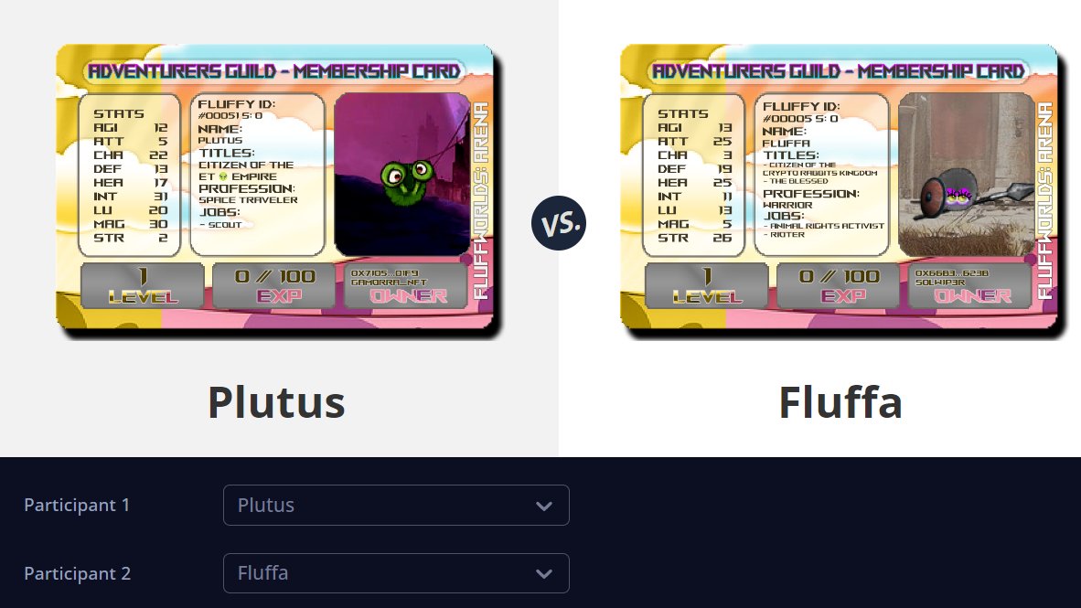 Fluffworlds's tweet photo. 🏟️ FINAL 4 - MATCH 1 of 2
#FWGT2 #fluffworlds
⚔️Plutus @et_clube VS Fluffa @RabbitsCrypto
🏟️Battleinfos:
Plutus:
Type:🔮
❤️🩹: 135
BaseATT: 39
BaseDMG: 43
BaseDEF: 27
Fluffa:
Type:⚔️
❤️🩹: 165
BaseATT: 94
BaseDMG: 168
BaseDEF: 60
🎙️😯 And here we are again!!! Finaly almost at the Grand Finale! In our first battle the Champions of Group 1 and Group 2 will meet! It will be a tough battle for our 1 Hit Wonder Plutus as Fluffa seems to have done something pretty dangerous! She bathed in magic potion, which you can see on her fur that is glowing in the colors of the rainbow!
⏬ROUND 1⏬ #FWGT2