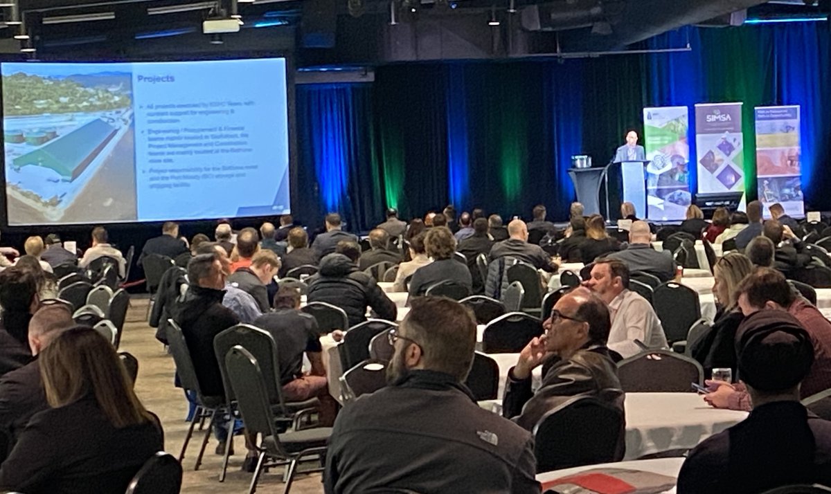 SaskMiningAssoc's tweet photo. Day 2 of the #Saskatchewan Mining Supply Chain Forum hosted by @SaskMiningAssoc, @SKGov, and @SIMSAca with morning presentations from @ForanMining @NutrienLTD @oranocanada @kspotashcanada with updates on their operations and projects #MSCF2023 https://t.co/FF93ewDgHs
