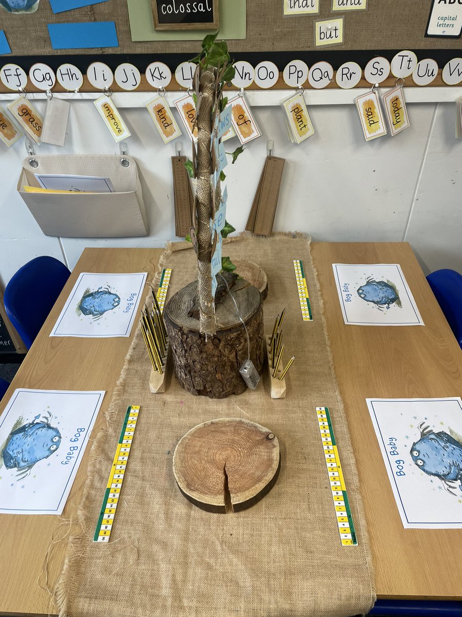 Another little Bog Baby set up in our writing area. Check out my vocabulary hoop made by a very talented premises officer  🤍#bogbaby #edutwitter #teachertwitter #continuousprovision #year1teacher