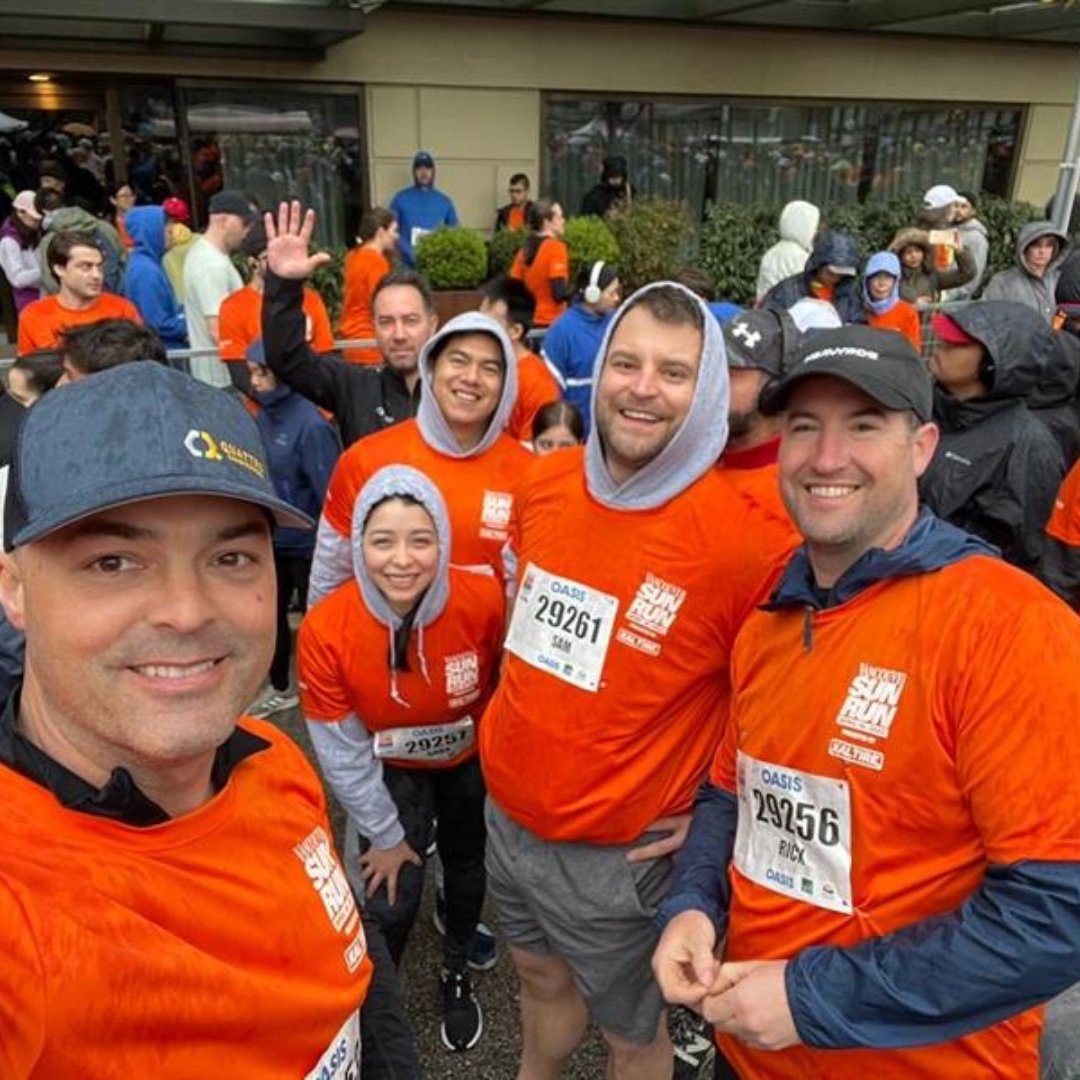 QConstructors's tweet photo. Quattro Constructors, braving wind and rain, participated in the annual Vancouver Sun Run. Wet conditions didn’t dampen spirits – our Team had a great time, along with 35,000 other runners, pushing through 10 km and celebrating the joy of fitness and hard work! #sunrun2023 https://t.co/9iNFUfA8RK
