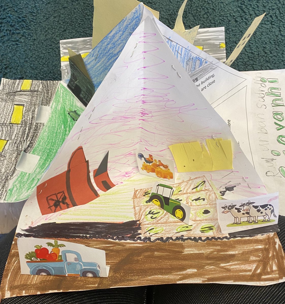 Brit_Grimm's tweet photo. This is one of my favorite social studies activities! We learn and create a diagram of a rural, suburban, and urban area. The kids use their creativity while applying what they know. They were all incredibly proud when we put them all together!@sellersvillees #pennridgeproud https://t.co/qfu3RDW9Q8