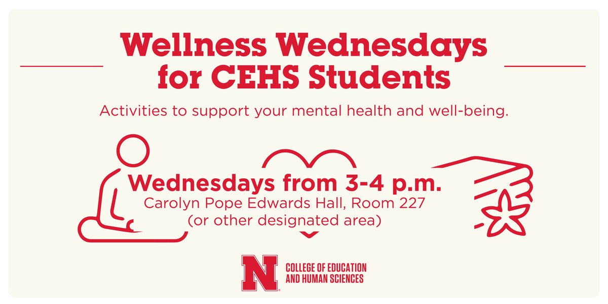 Nebraska SECD (@unlsecd) on Twitter photo Don't miss today's Wellness Wednesday for <a href="/UNL_CEHS/">Nebraska College of Education and Human Sciences</a> students for some time with therapy dogs!
๐ 3-4 p.m.
๐ 227 CPEH
#UNL #UNLCEHS Don't miss today's Wellness Wednesday for <a href="/UNL_CEHS/">Nebraska College of Education and Human Sciences</a> students for some time with therapy dogs!
๐ 3-4 p.m.
๐ 227 CPEH
#UNL #UNLCEHS