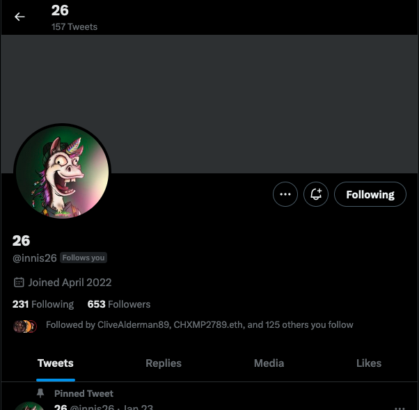 Oh boy look at Nevy!  It's always an incredible feeling to see your art as as a holder's pfp!   
Thank you so much <a href="/innis26/">26</a>   I'll send you a banner to go with it! 🦄