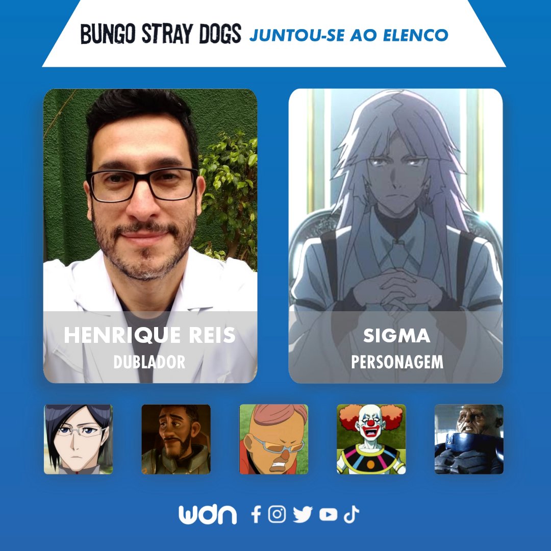 Personagens Com os Mesmos Dubladores! on X: Aproveitando hype do Sigma  dubladinho pra dar destaque à incrível versatilidade do Henrique Reis, um  dublador que merece sua atenção! Henrique dubla Uryuu Ishida em