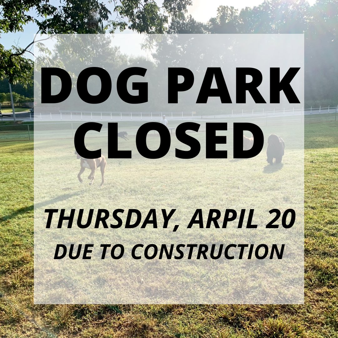 ChatCoParksRec's tweet photo. The Dog Park at the Park at Briar Chapel will be closed Thursday, April 20 due to the installation of shade structures. Thanks for understanding! https://t.co/5SHKo9bBDP