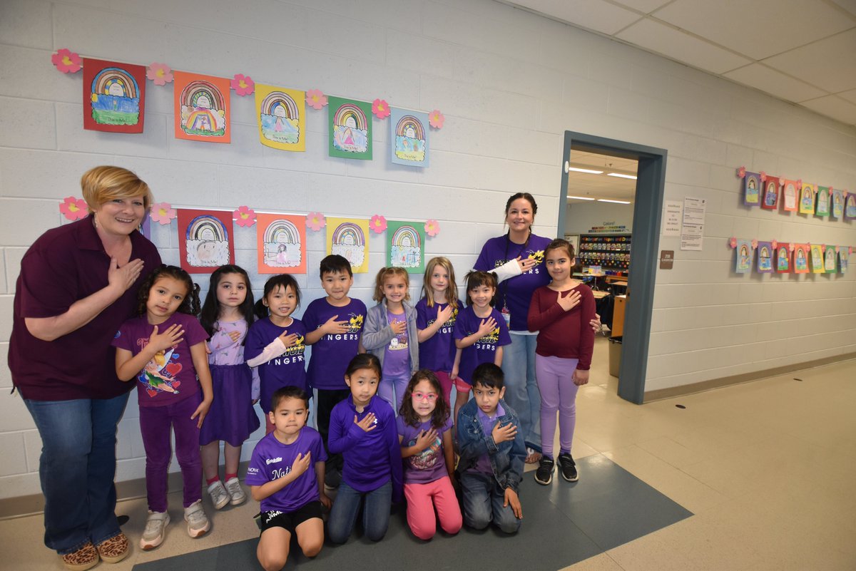 It's Purple Up Day, as part of Military Child Month!  Student and staff wore purple to recognize our military children. Purple Up Day encourages everyone wear purple representing all branches of the military and showing unity with each other. <a href="/esriley1/">Erica Riley</a> <a href="/StenwoodElemPTA/">Stenwood Elem PTA</a>