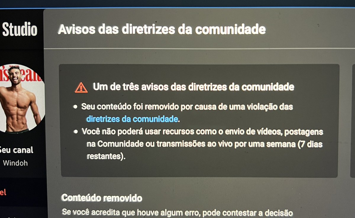 Levei hoje um STRIKE num vídeo antigo que estava não listado. 💀 Teoricamente não vou conseguir meter vídeos durante 7 DIAS.
Estou a tentar resolver com o <a href="/YouTube/">YouTube</a> mas hoje tenho a função de upload bloqueada... vou dando novidades.