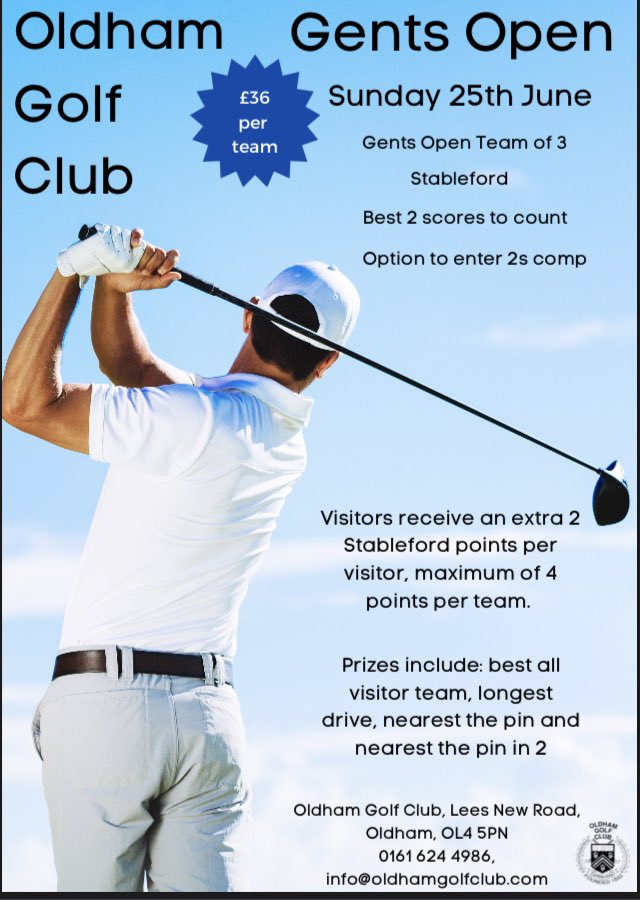 OldhamGolfClub's tweet photo. Gents summer  open team of 3 
Yes I think so ⛳️👍🏼
#opencomp
#thefriendlyclub⛳️ https://t.co/tol7Jmag9p