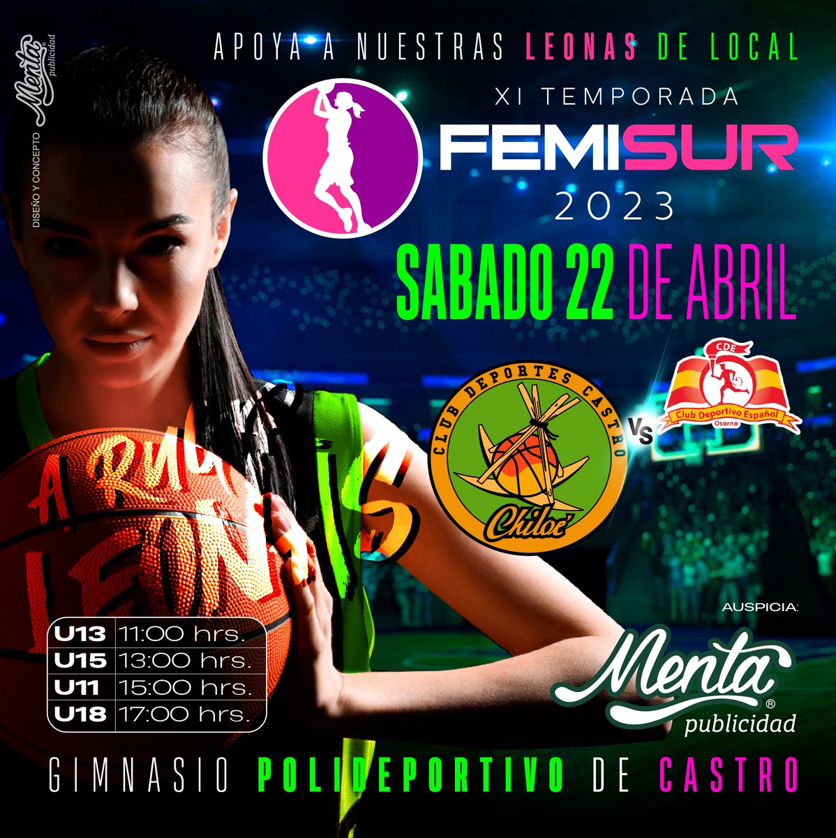 deportescastro's tweet photo. Este fin de semana apoya a nuestras LEONAS de local por la @femisur ¡ Nos vemos en el Polideportivo !🦁🏀💚
¡ A RUGIR LEONAS !
#Castro #Chiloe #Chile #Femisur #basketball #basquet #basquetbol #Osorno https://t.co/cCx4hGvk4V