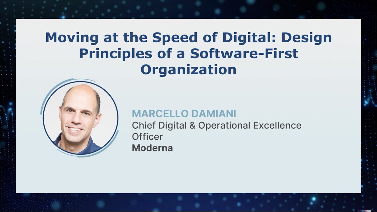 UCI's Center for Digital Transformation (@uci_cdt) on Twitter photo Great to hear from Marcello Damiani, Chief Digital & Operational Excellence Officer 
<a href="/moderna_tx/">Moderna</a> at CDT’s 2022 signature conference about how Moderna operates as a software company to move through the biotech industry with agility and speed.
Listen here: bit.ly/3UMZruw Great to hear from Marcello Damiani, Chief Digital & Operational Excellence Officer 
<a href="/moderna_tx/">Moderna</a> at CDT’s 2022 signature conference about how Moderna operates as a software company to move through the biotech industry with agility and speed.
Listen here: bit.ly/3UMZruw