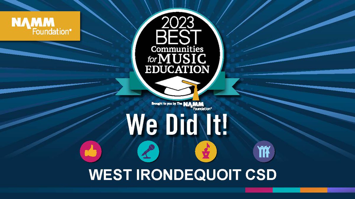 🎼For the 16th straight year and 22nd time in the past 24 years, West Irondequoit has earned the distinction as one of the Best Communities for Music Education in America.

READ MORE: bit.ly/3oqow2b

<a href="/StevenZugelder/">steven zugelder</a> 
<a href="/AaronJohnsonWI/">Aaron R. Johnson</a> 
<a href="/kpetromusic/">Kelly Petro</a> 
<a href="/caseyspring/">Casey Springstead</a>