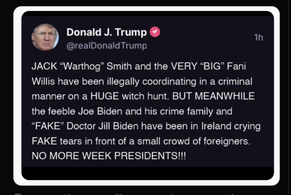 RebeccaLAnders's tweet image. #Trump is horrible. #Misogynist #Namecalling #Racist #Supremacist #lowIQ #BadSpeller! Please #ArrestHim before he butchers the #EnglishLanguage anymore! He's an embarassment. #JackSmith #MerrickGarland @ManhattanDA @NewYorkStateAG @FaniforDA