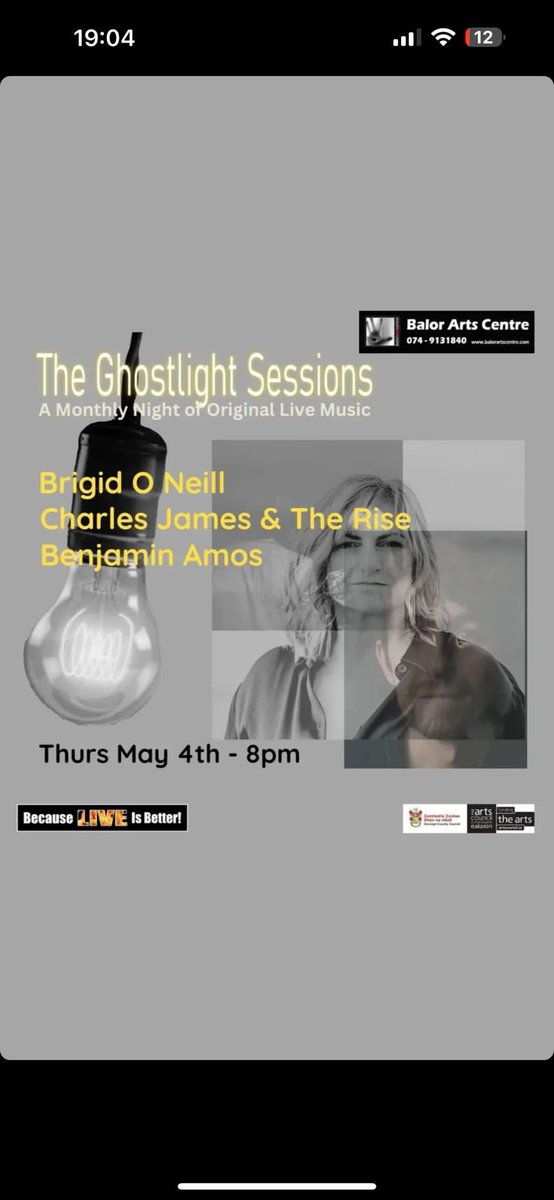 CharlesJamesATR's tweet photo. We’re playing @BalorArtsCentre with @brigidoneill63 and @benjaminamos101 on the 4th of May. Feeling very honoured to share the bill with these amazing artists.❤️ See ye there!🫡🐘🙌 https://t.co/fw9YyhKL75