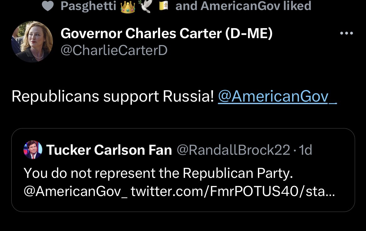 AGSGOP's tweet photo. First Charlie claims republicans support Russia, but then the presidential candidate goes to secure relations with a nation in crisis and now he’s the war candidate? Charlie can’t even make their mind up on this, they have no business being in the senate. @AmericanGov_ https://t.co/N7kaVCSbKo