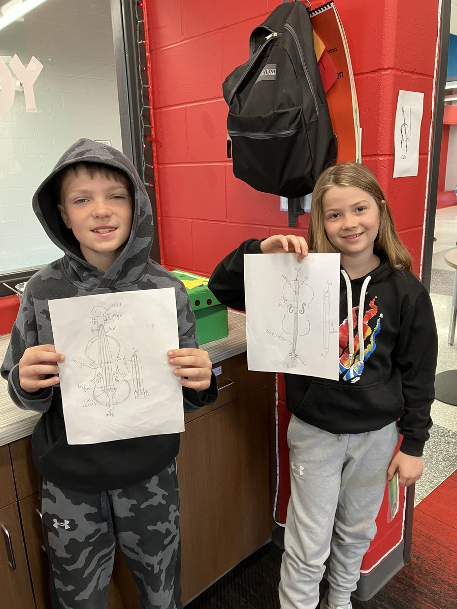 We have some cello drawing and labeling winners!  SIS students have been learning about instrument families and had the chance to play a cello made in 1908!