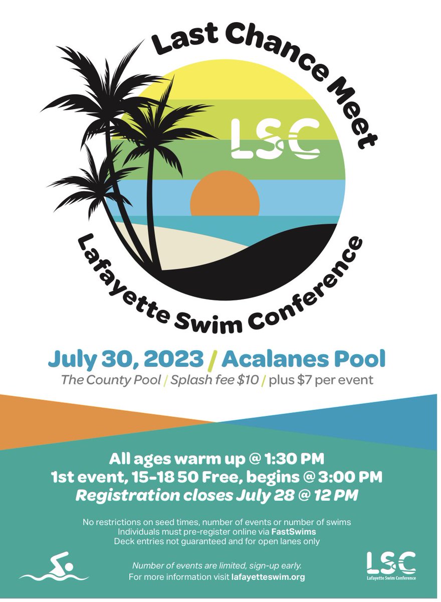 Lafayette_Swim's tweet photo. LSC will also host its first last-chance meet for ANY recreational swimmer in Contra Costa County seeking to pop their time goal or achieve a gold county qualifying time! Registration link coming soon! https://t.co/DltXqfXQ5J
