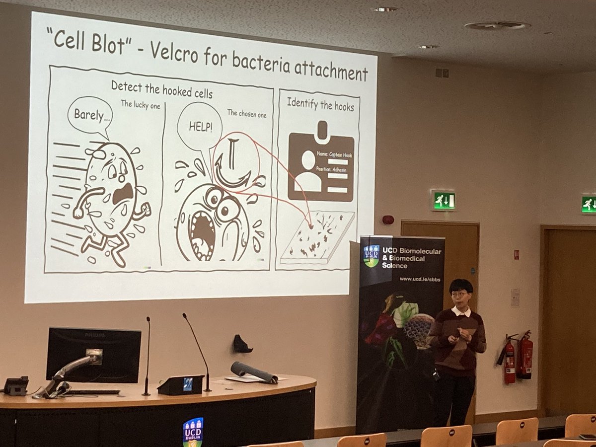 Next, @ChaoyingMa also from our lab presents her cool cartoons showing her work on vaccines for superbug infections. This bug is very resistant to nearly all antibiotics. VxPt is the superhero vaccine that she has discovered to prevent these infections 

#UCDEngage @UCD_SBBS