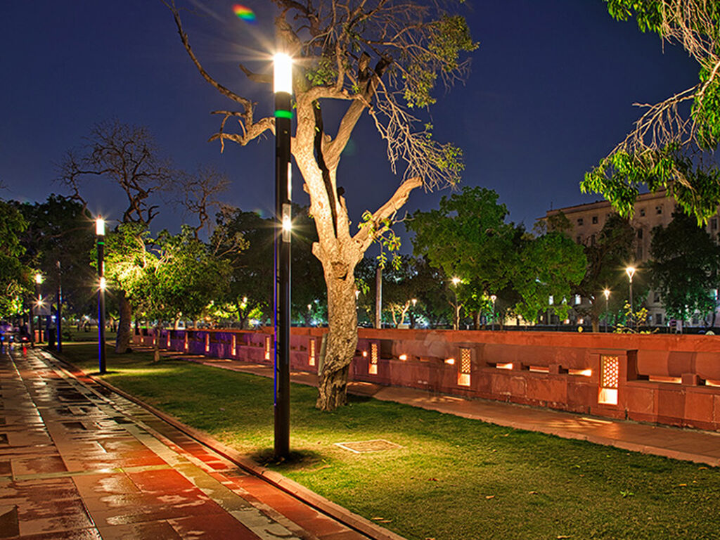Installation done in New Delhi India, utilizing Ligman’s modular L-Column. Columns featured 360˚ lighting, internal floodlights, LED color beacon, cameras &amp; intercoms. The capabilities of the L-Column are vast with it’s variety of attachments &amp; accessories. #LColumn #Modular