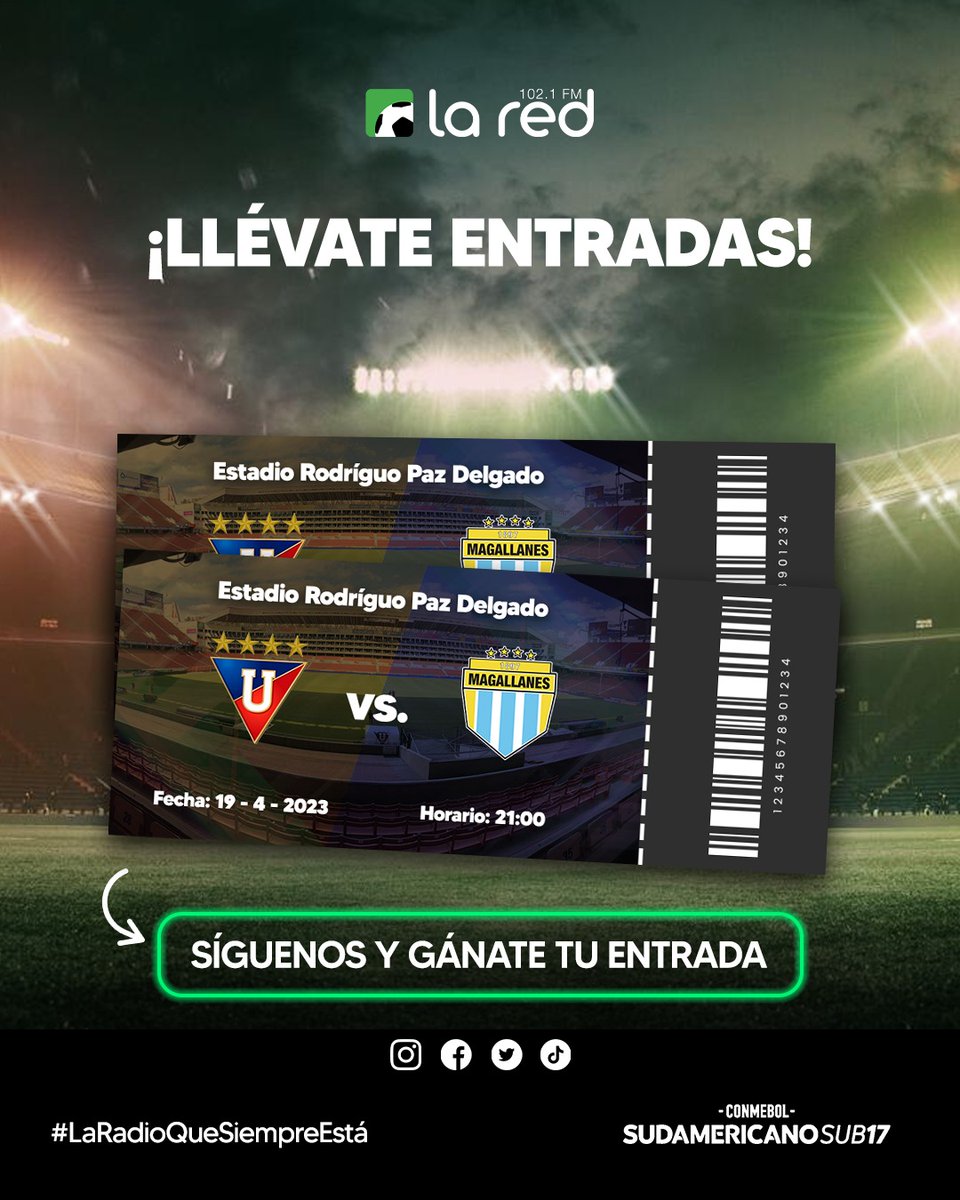 🔥 SORTEO 🔥 

Nos vamos al estadio para el partido: <a href="/LDU_Oficial/">LDU Oficial</a> vs <a href="/Magallanes_bbc/">Magallanes BBC ⚓️⚾️</a>. Sigue las instrucciones para ganar ⬇️

1. Síguenos 
2. Comenta tu pronóstico 
3. Dale RT a este tweet 

Recuerda estar pendiente a nuestras redes para conocer a los ganadores 🥳