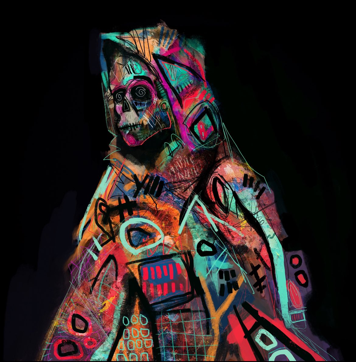 Another piece from my new body of work 😊

#NFT #NFTCommunity #artbrut #skullart #neoexpressionism #rawart