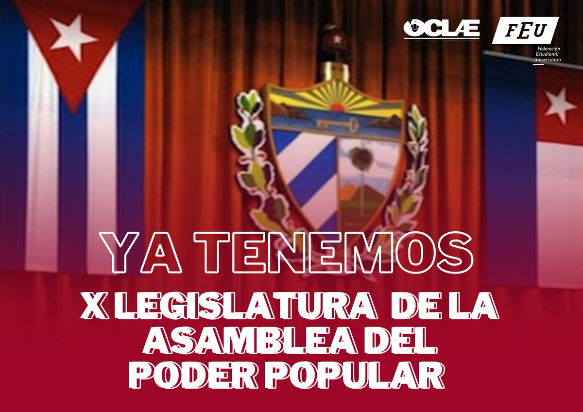 #FEUdeCuba ✊🏽🇨🇺||

👉🏽 #Hoy quedó constituida la X Legislatura de la Asamblea Nacional del Poder Popular de la cual forma parte de su Consejo de Estado, Julio Emilio Morejón Pérez, presidente nacional de la FEU. ✊🏽❤️💯

👇🏽