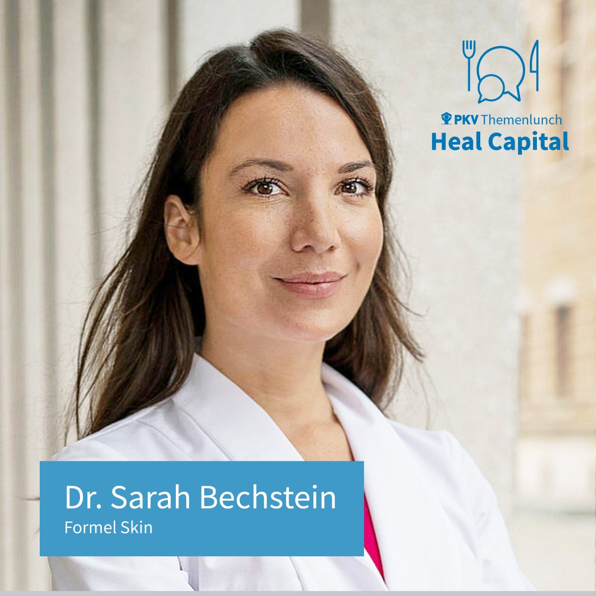 pkv_verband's tweet photo. 📅 Am Montag, 24. April, reden wir über #Healthtech-Investments in herausfordernden Zeiten. Mit dabei: Dr. Sarah Bechstein, Gründerin des Dermatologie-Start-ups #FormelSkin. 2021 konnte das Berliner Unternehmen 30 Mio. € einsammeln, u. a. von @heal_capital, dem von der #PKV initiierten VC-Fonds für digitale Gesundheitsinnovationen.