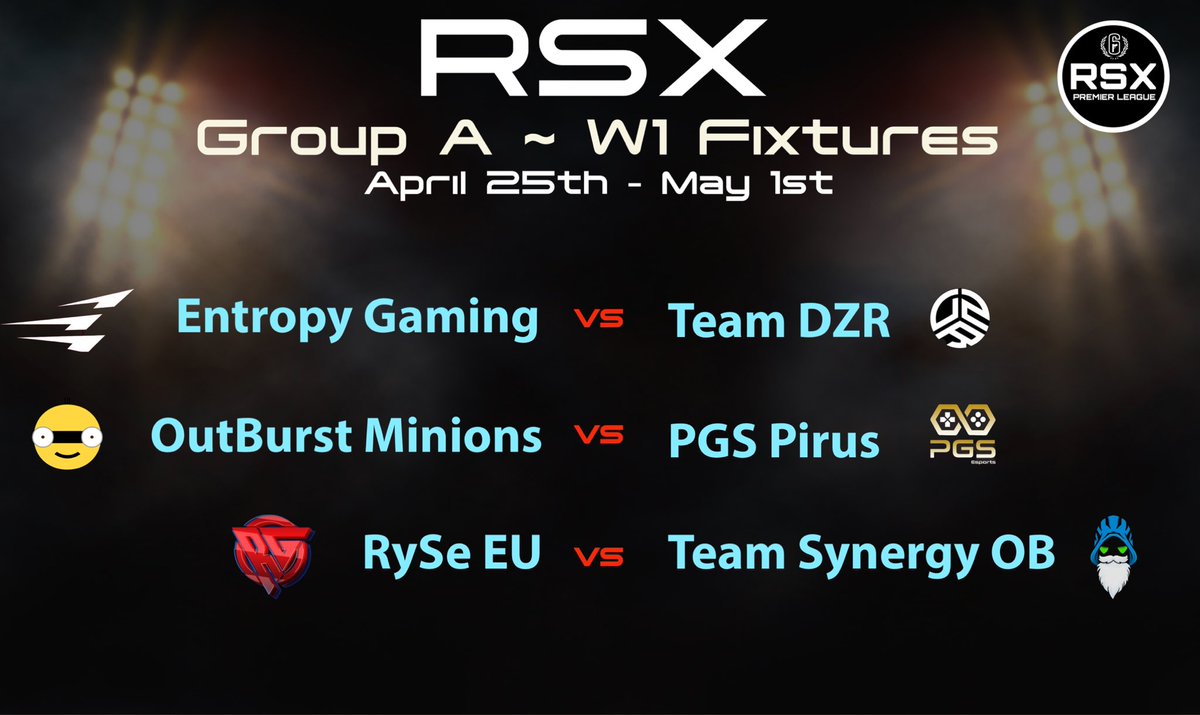 RSXPL's tweet photo. Only 6 Days remaining!
The fixtures have been released, and here is Group A’s first weeks fixtures!

@EntropyGaming vs Team DZR
@MinionsXbox vs PGS Pirus
@Timboektoe121 vs @TeamSynergyEC https://t.co/MeCav5ClFH