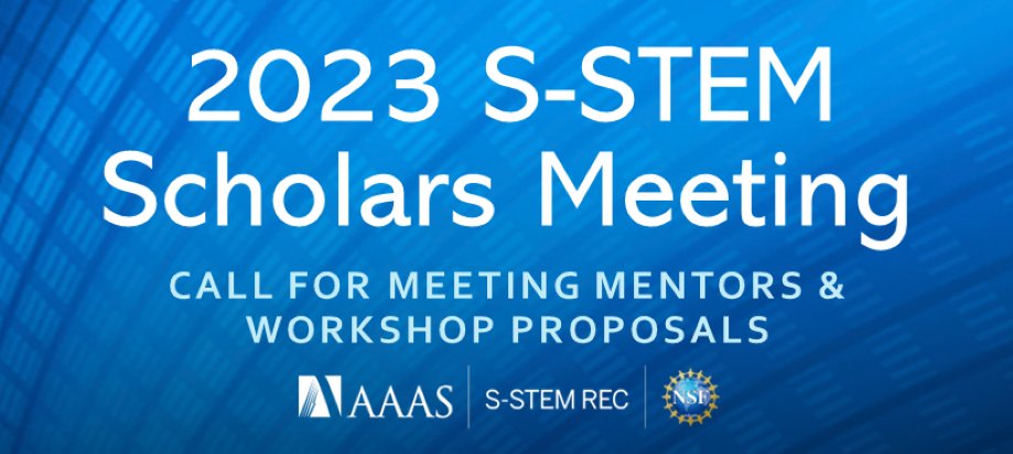 sstem_program's tweet photo. 🚨Now Open🚨Call for Meeting Mentors &amp; Workshop Proposals for the S-STEM Scholars Meeting Sept 14-16 in Washington DC!
📑Form https://t.co/vLIQ1MDewc
❔FAQs https://t.co/LUuK1zF6kX
🌟Scholar nomination: https://t.co/xT3kTmWlpu
🔔Deadline: May 1 
#SSTEM #NSFSTEM #NSFfunded https://t.co/d1o1VJqTGm
