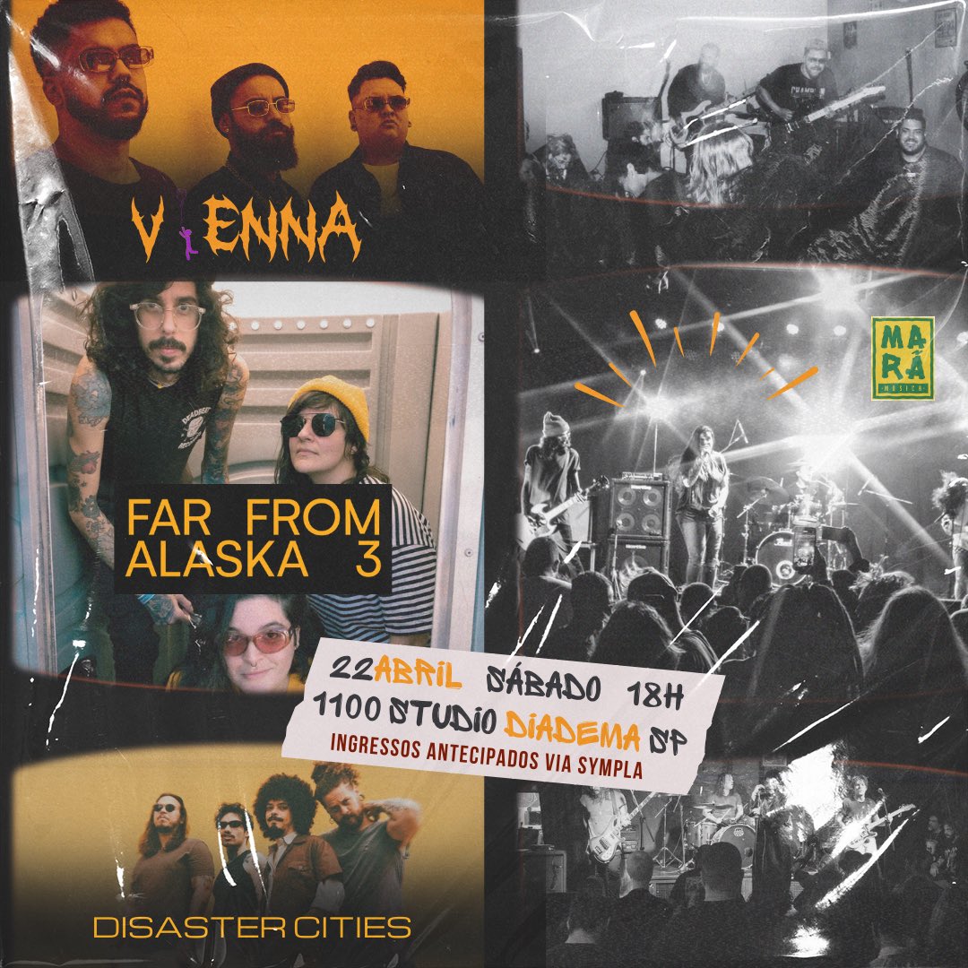 viennabanda's tweet photo. 🚨 ATENÇÃO Diadema 🔥

• Far From Alaska
• Vienna
• Disaster Cities

22ABR | @1100studio 

lote promocional ESGOTADO!
para ingressos antecipados, link na bio ☂️ https://t.co/VTV3jcYxH8