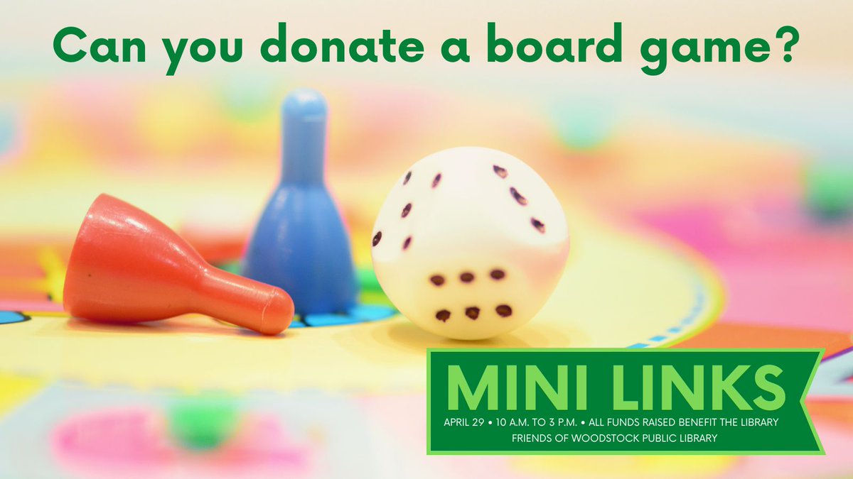 The Tower of Games is always one of the most popular items in our Mini Links raffle. Help us make the tower extra special this year: donate your favorite board game. Drop donations off at the front desk of the library by Friday.