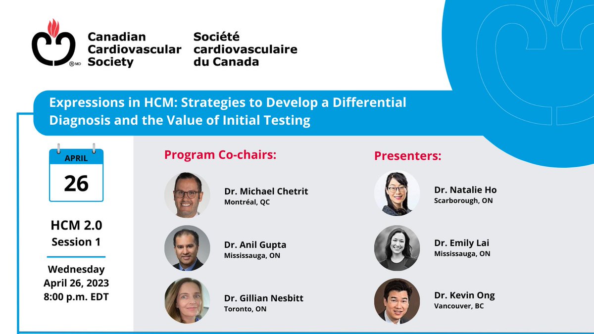 CCS (@scc_ccs) on Twitter photo Coming on Wed, April 26! Join us for the HCM Learning Series 2.0 kick-off - Expressions in HCM: Strategies to Develop a Differential Diagnosis + the Value of Initial Testing. Featuring co-chairs <a href="/ChetritMichael/">Michael Chetrit</a> <a href="/GNesbittMD/">Gillian Nesbitt</a> & <a href="/RealAnilGupta/">Anil Gupta</a>. Register now: ow.ly/LCbn50NN978. Coming on Wed, April 26! Join us for the HCM Learning Series 2.0 kick-off - Expressions in HCM: Strategies to Develop a Differential Diagnosis + the Value of Initial Testing. Featuring co-chairs <a href="/ChetritMichael/">Michael Chetrit</a> <a href="/GNesbittMD/">Gillian Nesbitt</a> & <a href="/RealAnilGupta/">Anil Gupta</a>. Register now: ow.ly/LCbn50NN978.