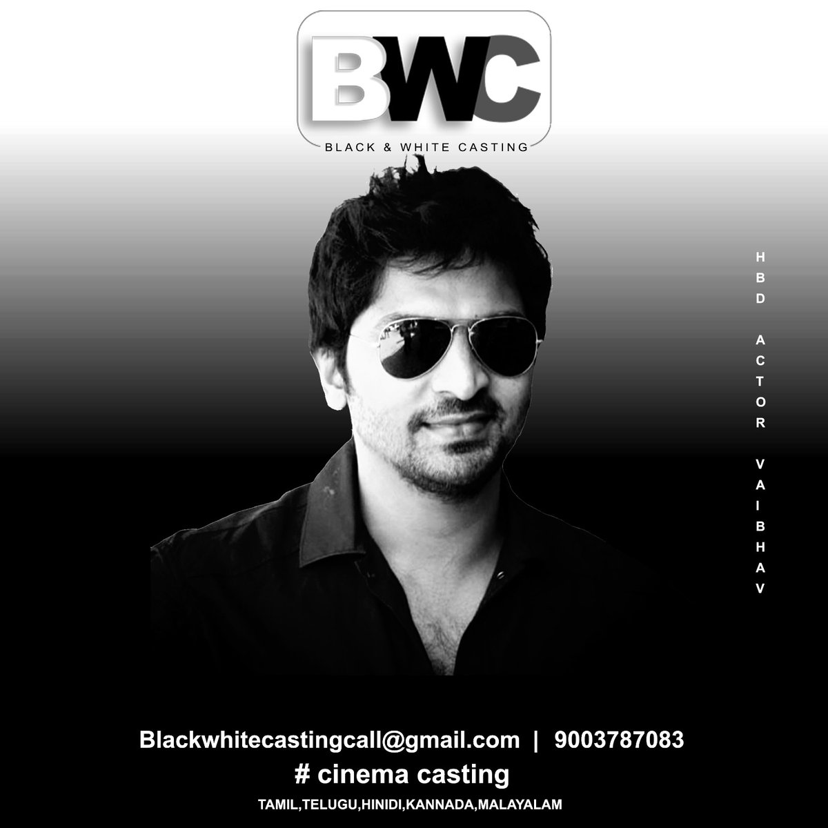 BWCcinema's tweet photo. HBD #actor @vaibhavreddy wishes from team @BWCcinema #blackwhitecastingcall https://t.co/mj9ywNFUNN